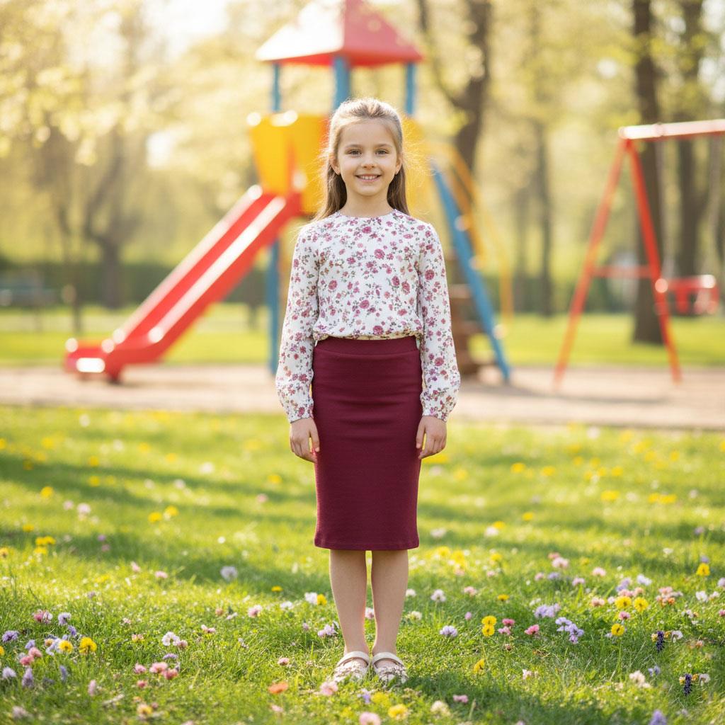 Girls Maxi Skirt Soft Stretch Viscose Skirt Comfy School Wear For Age 5-13 Year