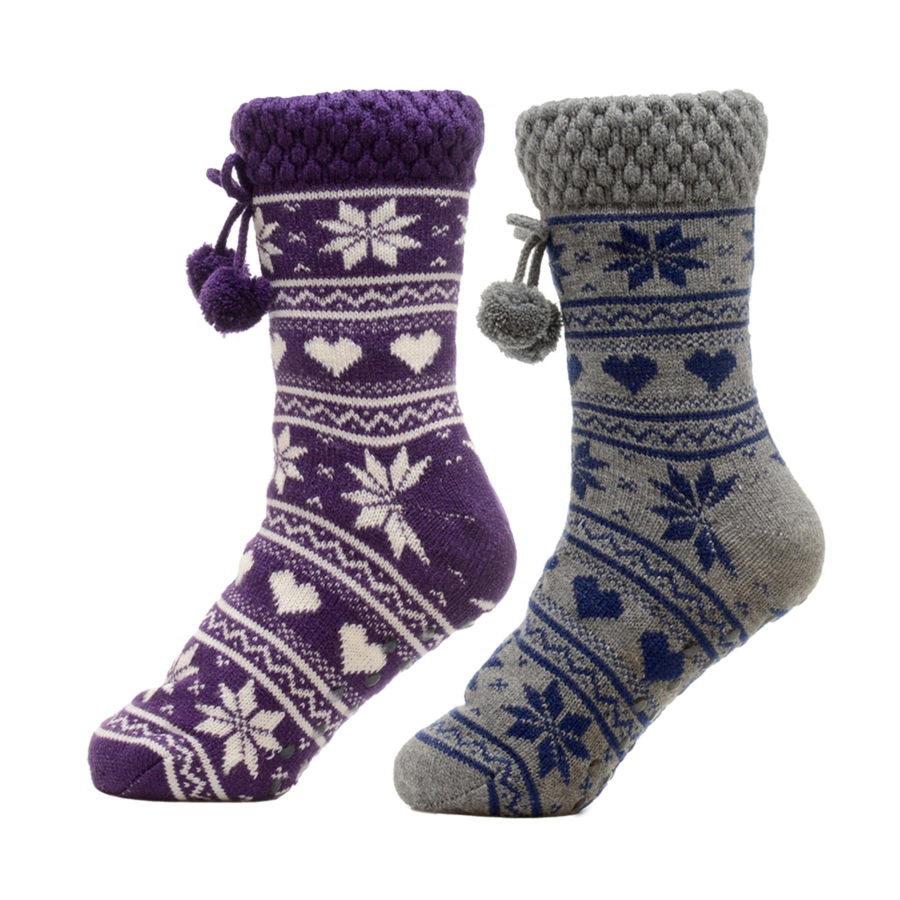 A2Z Ladies Fairisle Slipper Socks Sherpa Lining Comfortable For Daily Wear Socks