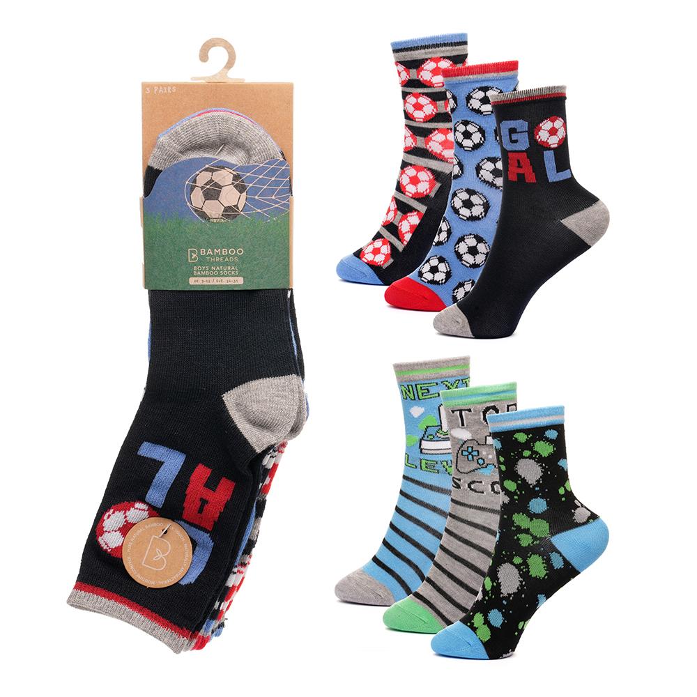 A2Z 4 Kids Boys 6 Pack Football Game Striped Comfortable Premium Athletic Socks