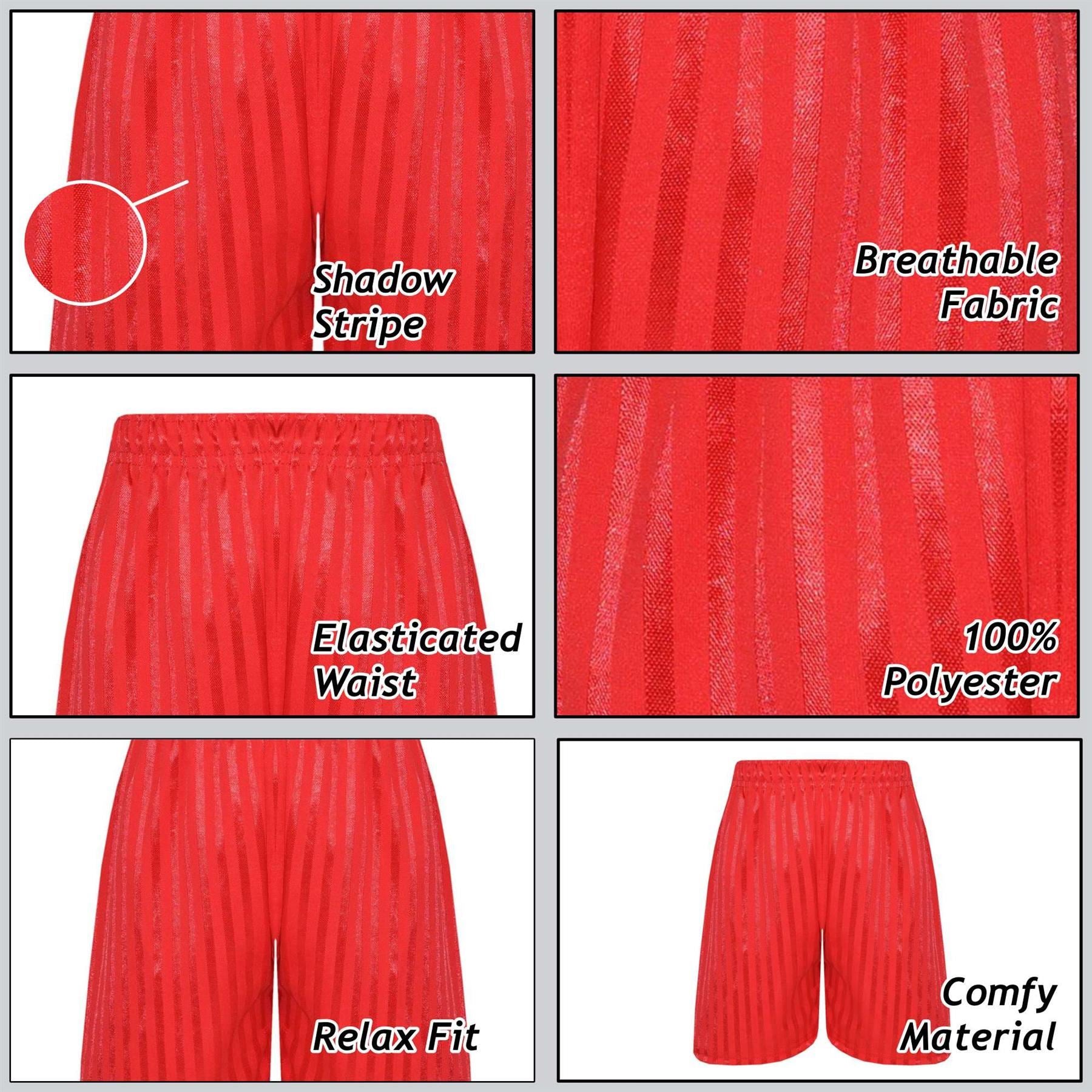 Kids Girls Boys Shadow Stripe PE Shorts Sports Pack Of 2 Gym School Shorts 2-13