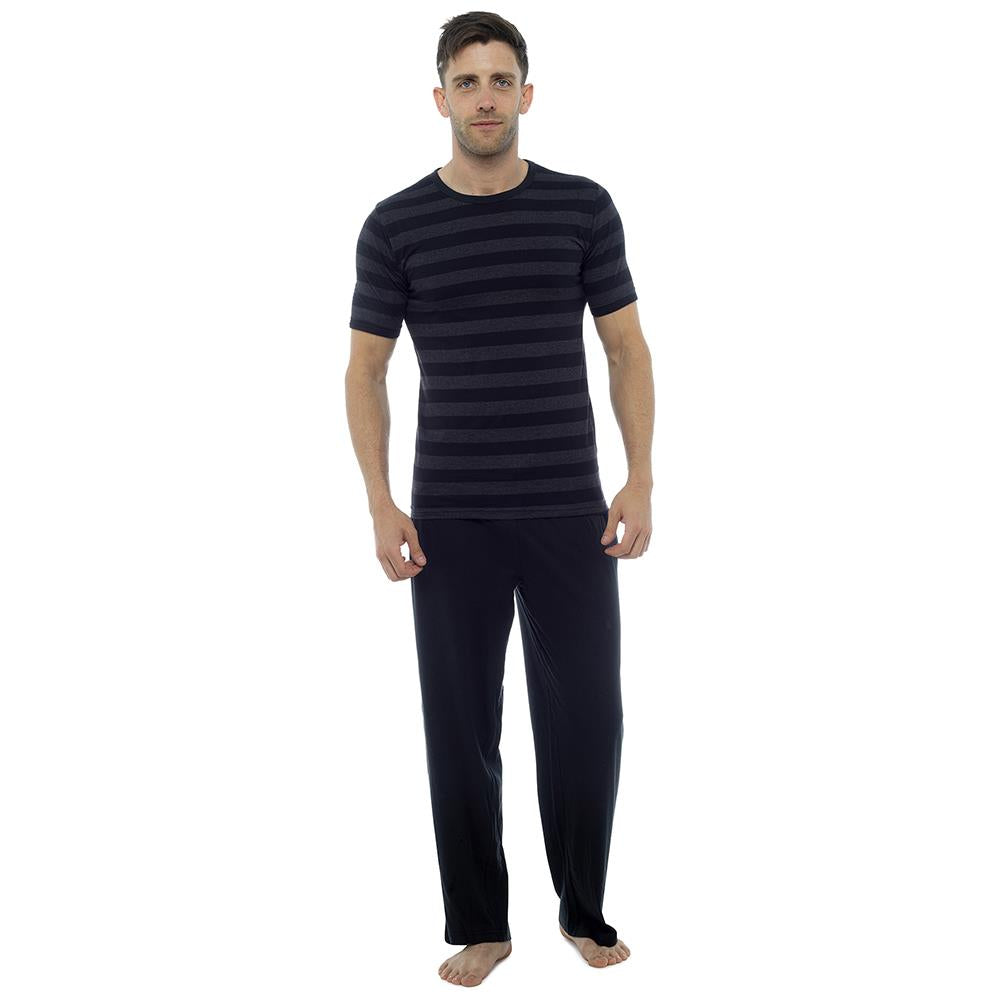 A2Z Men's Cotton Jersey Striped Pyjama Short Sleeve Tee Sleepwear Loungewear Pjs