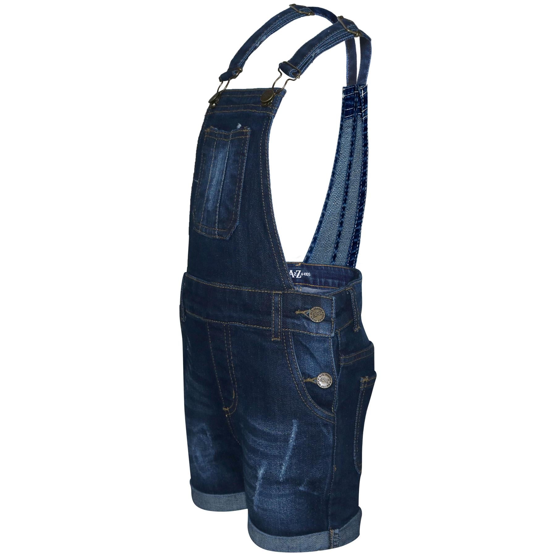 A2Z 4 Kids Girls Shorts Dungaree Denim Ripped Jeans All In One Jumpsuit Playsuit