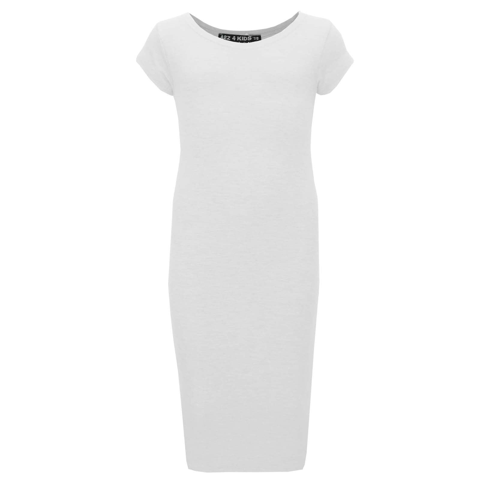 A2Z 4 Kids Girls Bodycon Plain Midi Dress Short Sleeve Dresses Party Costume