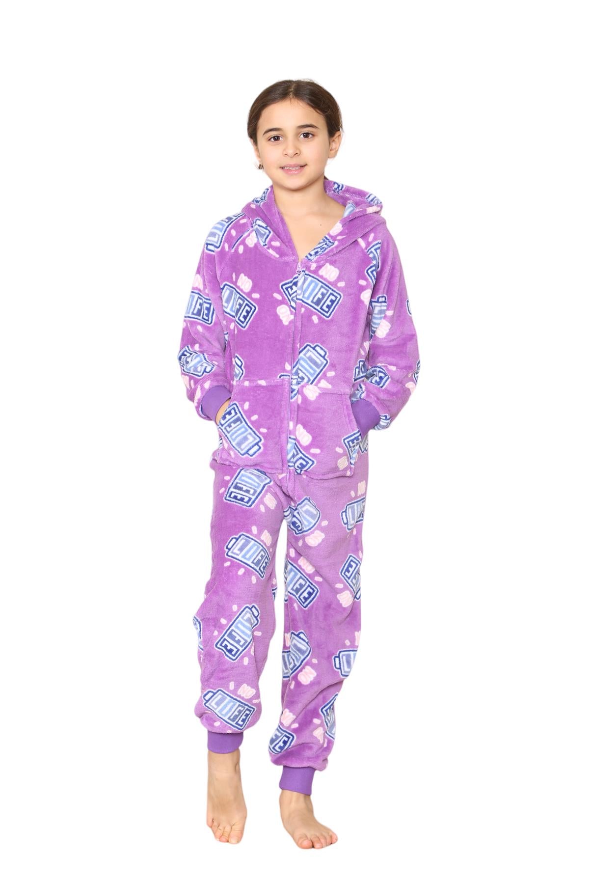 Kids Fleece A2Z Onesie One Piece Pyjamas No Life Print Sleepsuit For Boys Girls