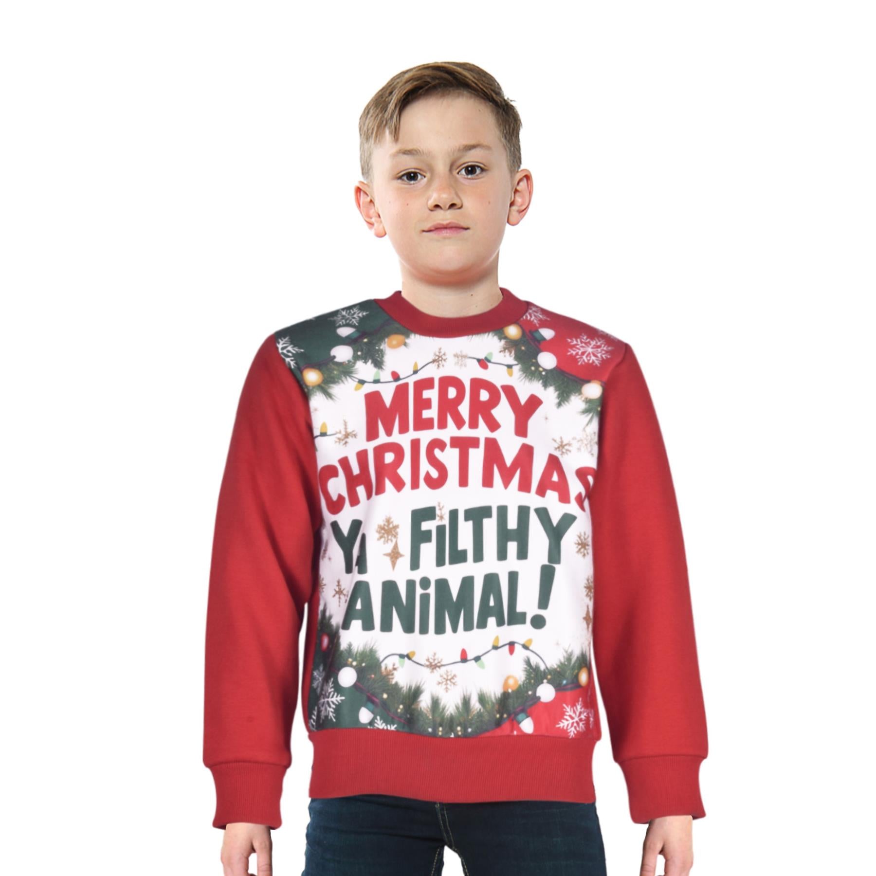 Kids Girls Boys Merry Christmas Ya Filthy Animal Jumper Hoodies Xmas Sweatshirts