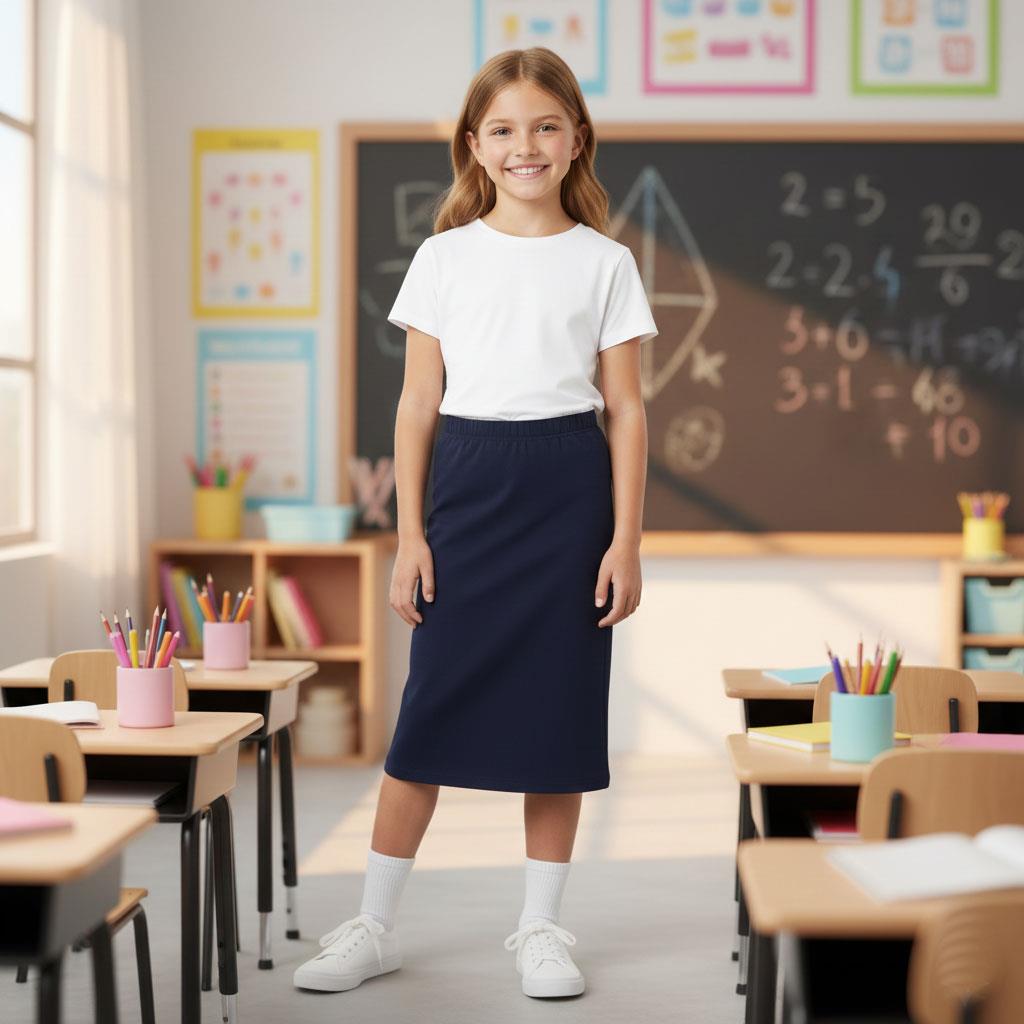 Girls Maxi Skirt Soft Stretch Viscose Skirt Comfy School Wear For Age 5-13 Year