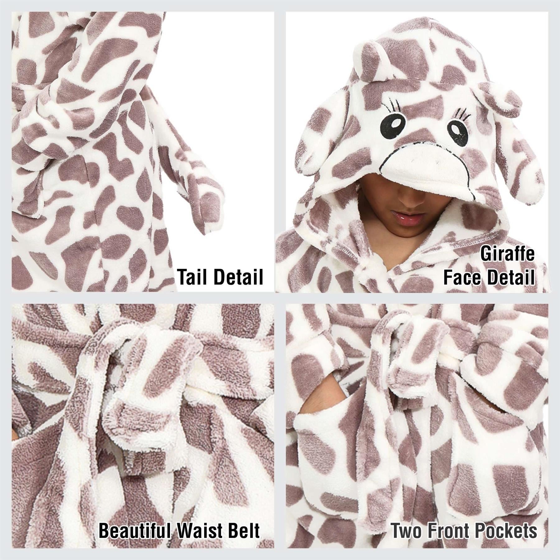 Kids Girls Boys Super Soft 3D Giraffe Animal Hooded Bathrobe