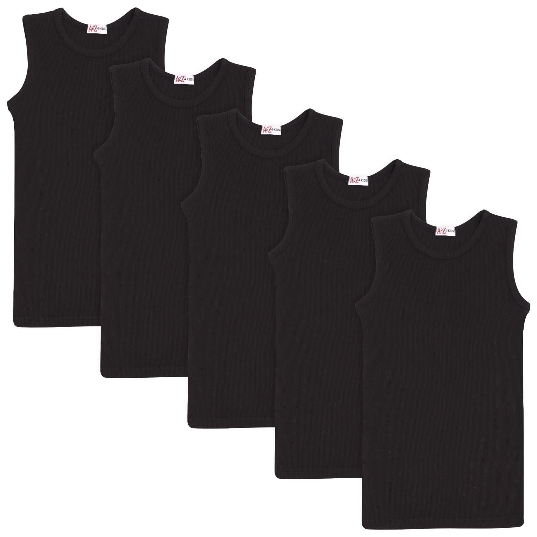 Kids Girls Ribbed Vest Top 100% Thick Cotton Fashion Tank Tops T Shirt 2-13 Year