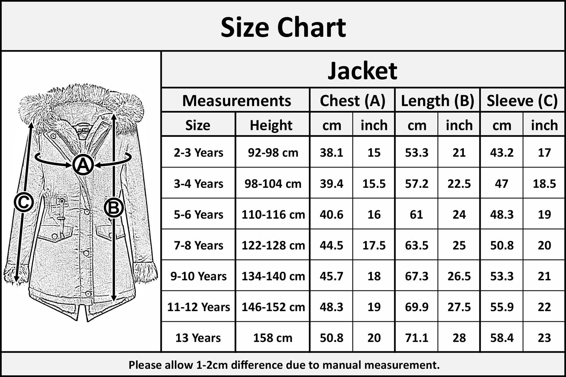 Kids Girls Hooded Jacket Rainbow Faux Fur Parka School Jackets Outerwear