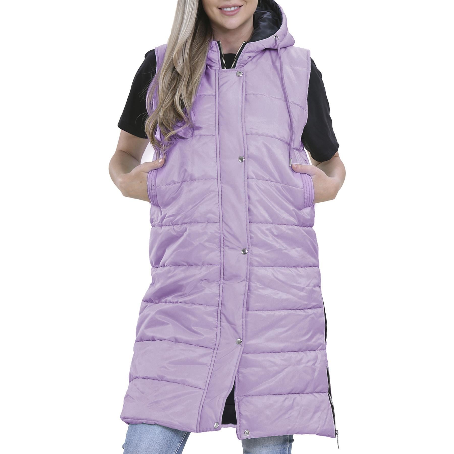 Ladies Oversized Zipped Hooded Long Line Lilac Jacket