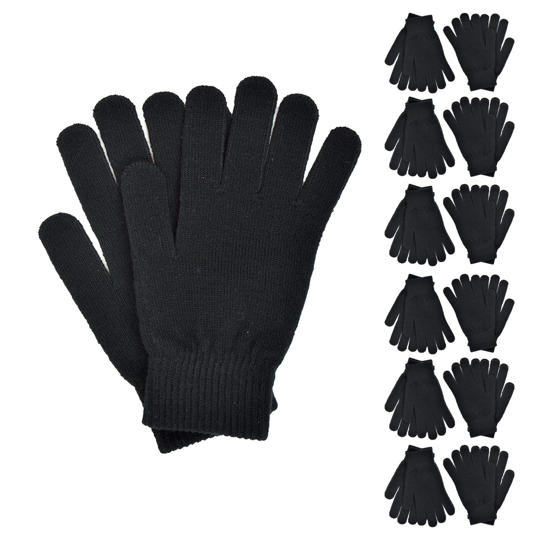 Mens Gloves Winter Warm Thermal Black Magic Gloves Knit One Size Soft Mittens