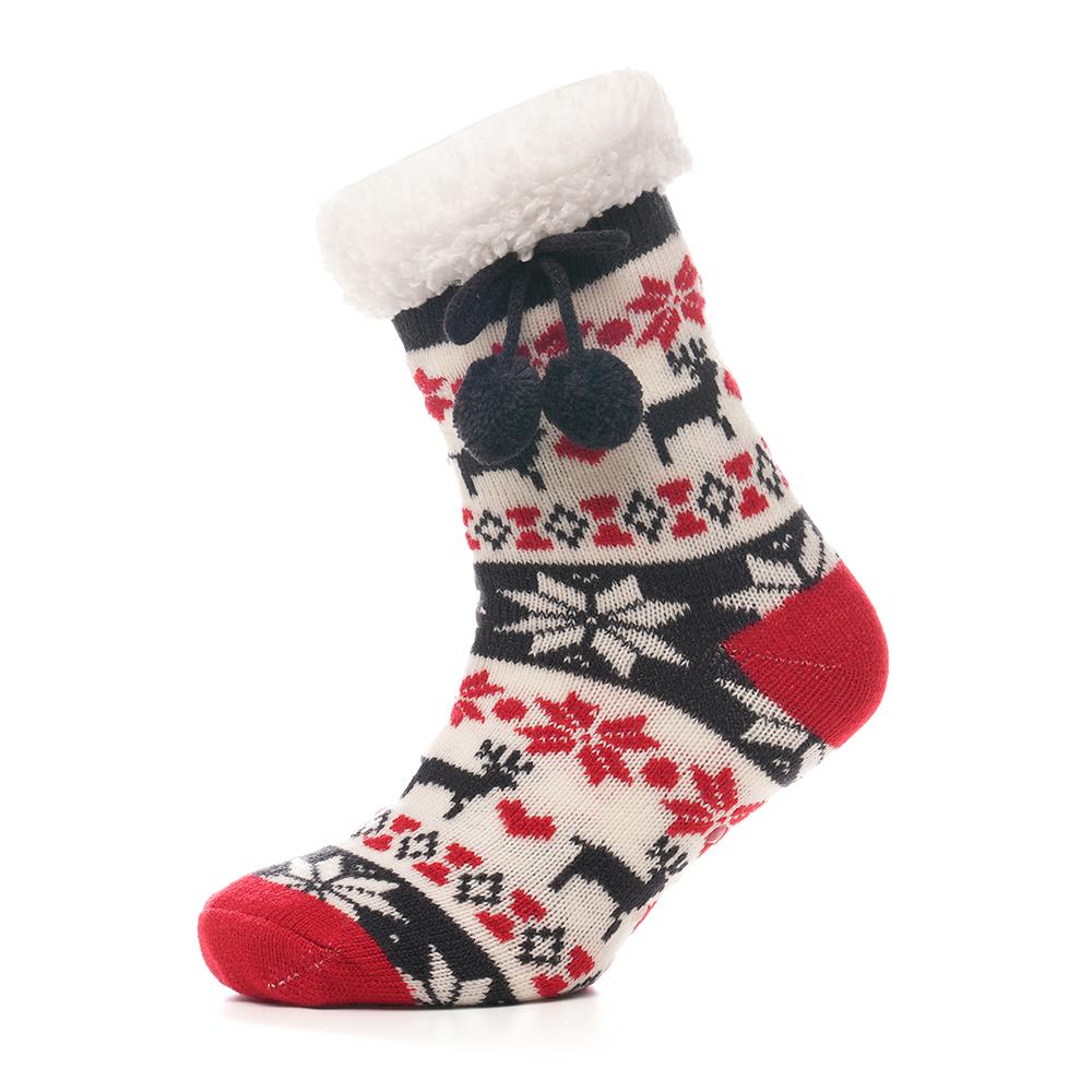 A2Z Ladies Socks Christmas Lounge Sherpa Fleece Lining Pompom Gripper Women Sock