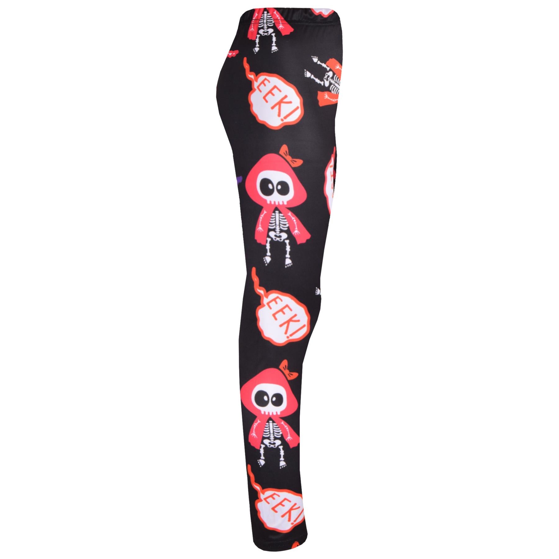 Girls Spider Web Skull Print Halloween Legging