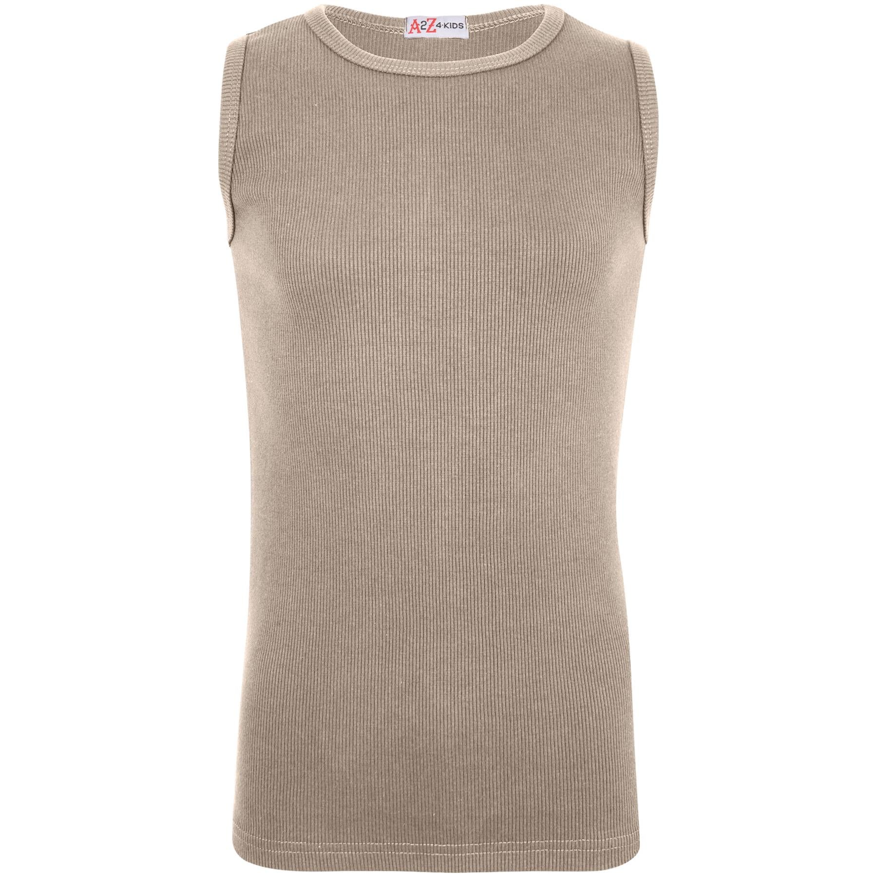 Kids Girls Boys Childrens Vest Top Tank Top Fitted 100% Rich Cotton 2-13 Years