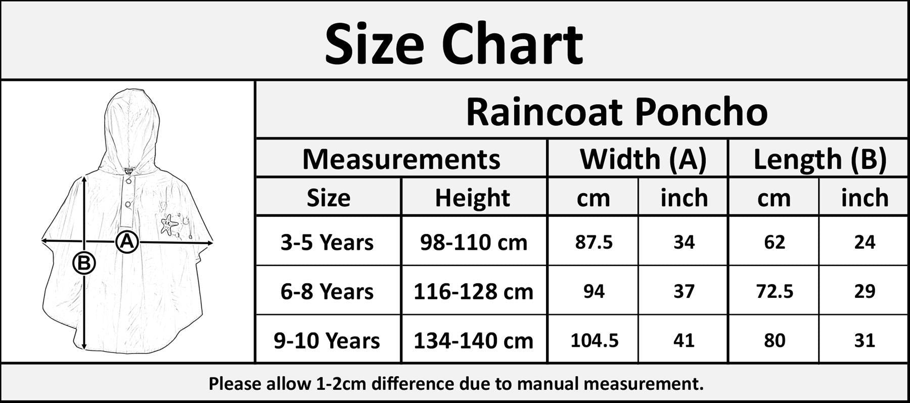 Kids Girls Boys Waterproof Rain Poncho Lightweight Hooded Reusable Raincoat