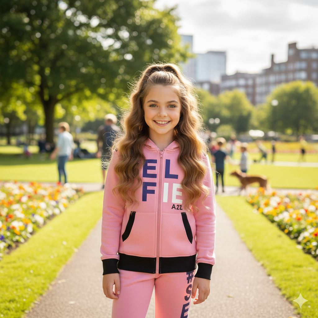A2Z 4 Kids Girls Boys #SELFIE Tracksuit Hoodie & Joggers Outfit Set Top Bottom