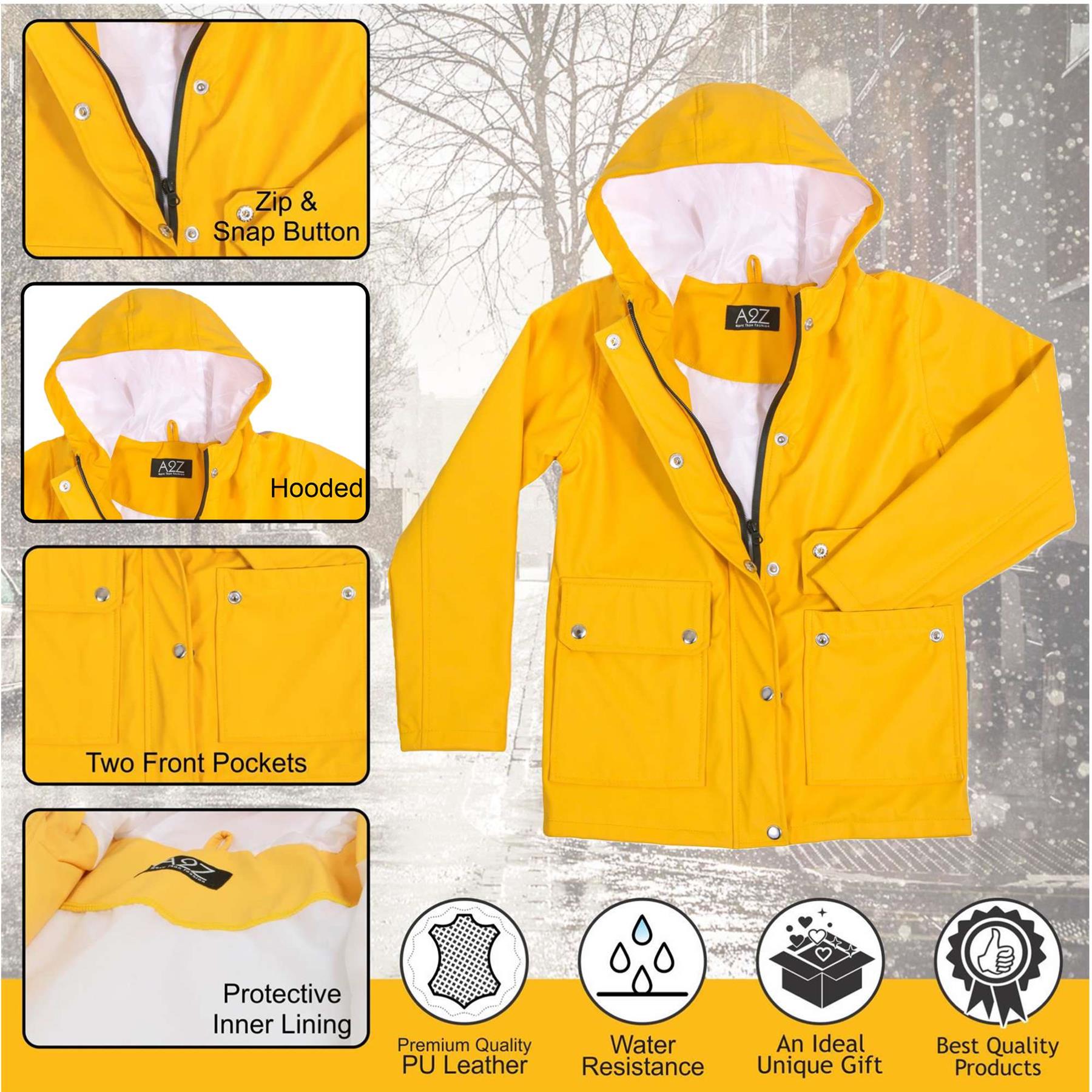 Girls Boys PU Raincoat Jacket Yellow Waterproof Coat