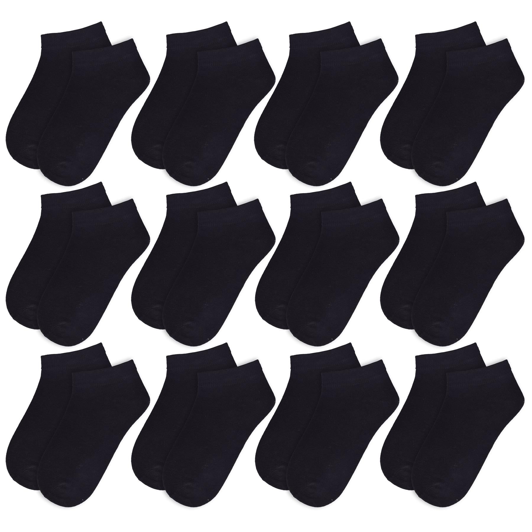 A2Z 4 Kids Girls Boys 12 Pack Plain Trainer No Show Socks Cotton School Socks