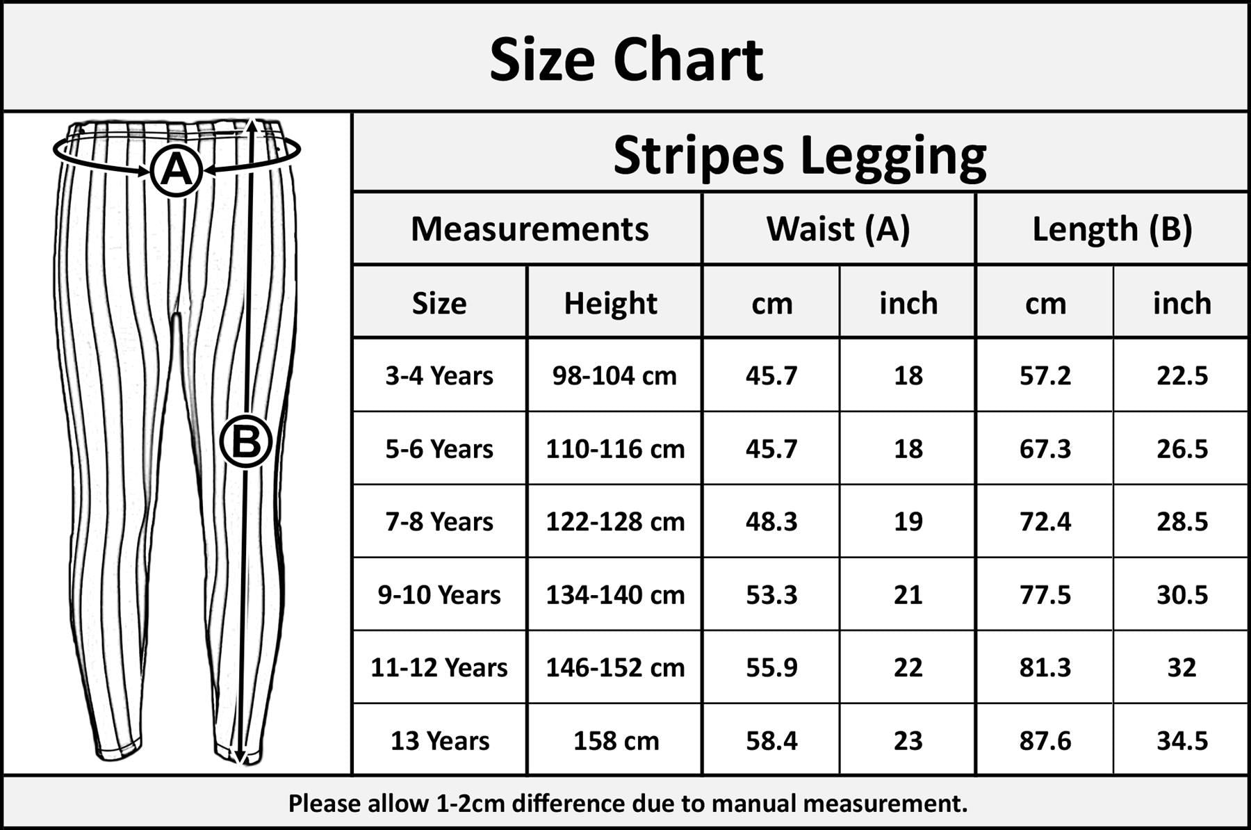 Girls Legging Kids Black & White Vertical Stripes Striped Fashion Leggings 7-13Y