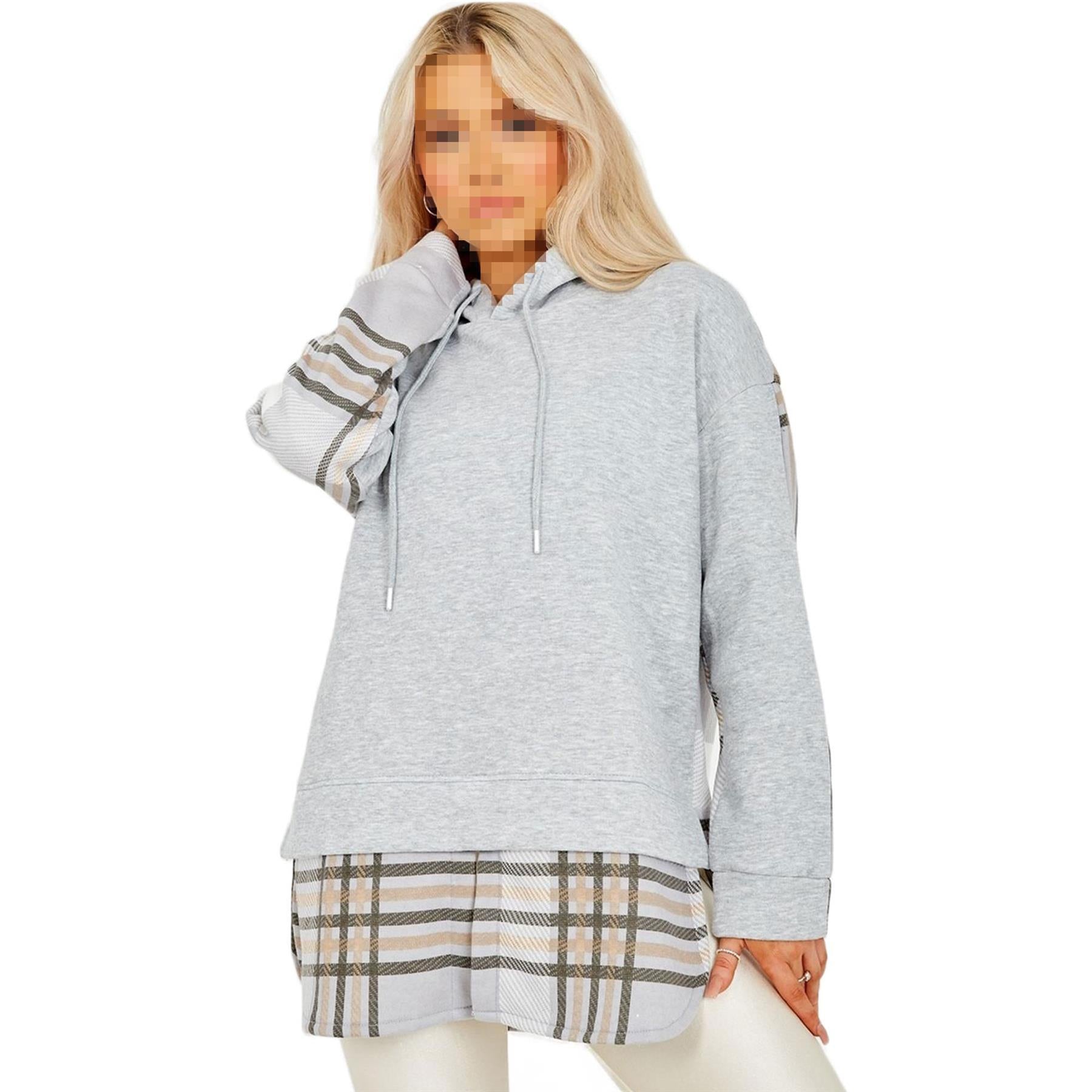 Womens Fleece Check Print Hooded Jackets