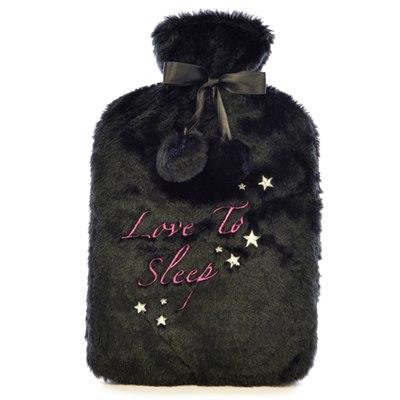 A2Z Hot Water Bottle 2 Litre Slogan Embroidered Fleece Cover For Pain Relief Bag