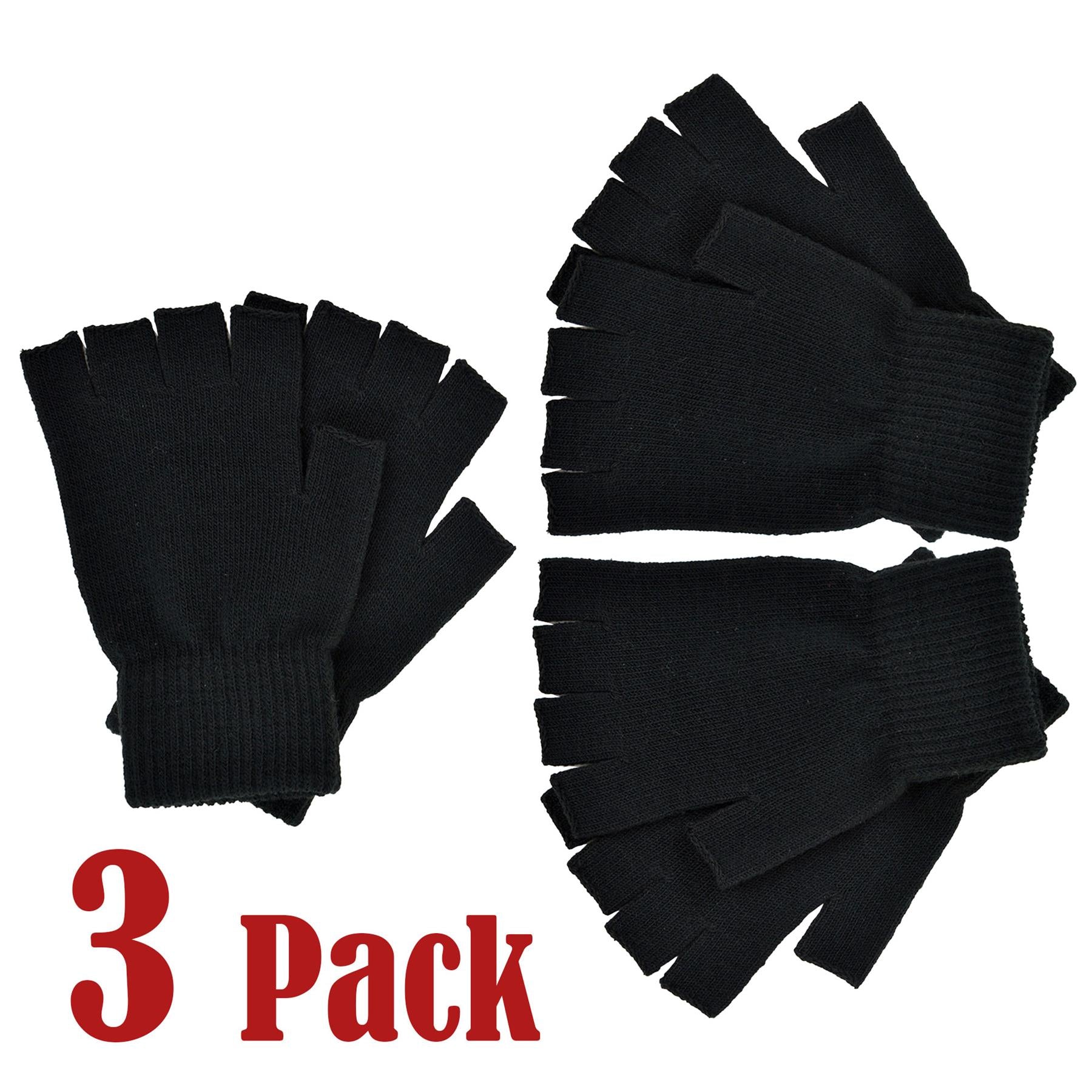 Mens Gloves Thermal Warm Winter Touchscreen Fingerless Magic Half Finger Mittens