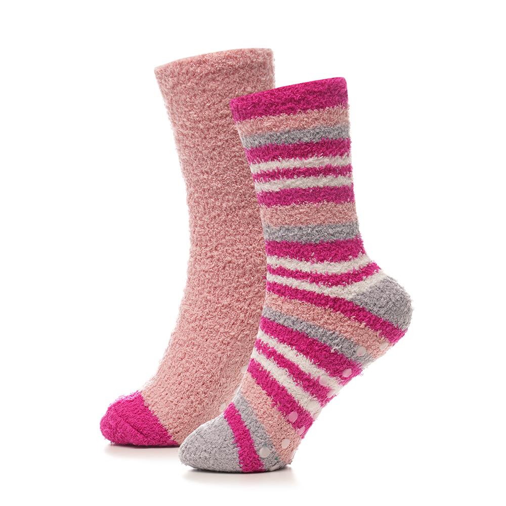 Ladies Socks 4 Pack Striped Durable Comfortable Winter Warm Gripper Cosy Socks