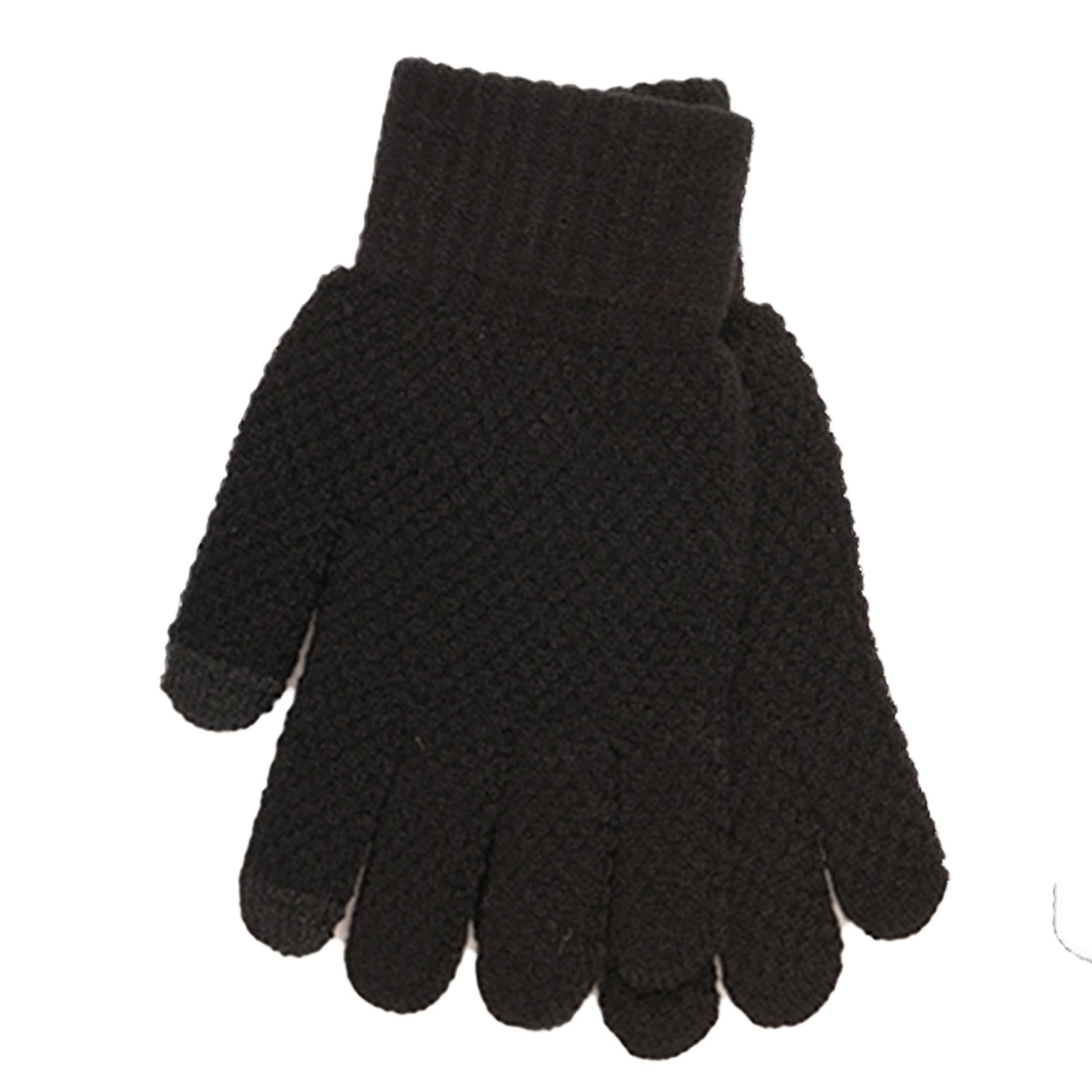 Mens Gloves Winter Warm Touch Screen Brushed Gloves Knit One Size Soft Mittens