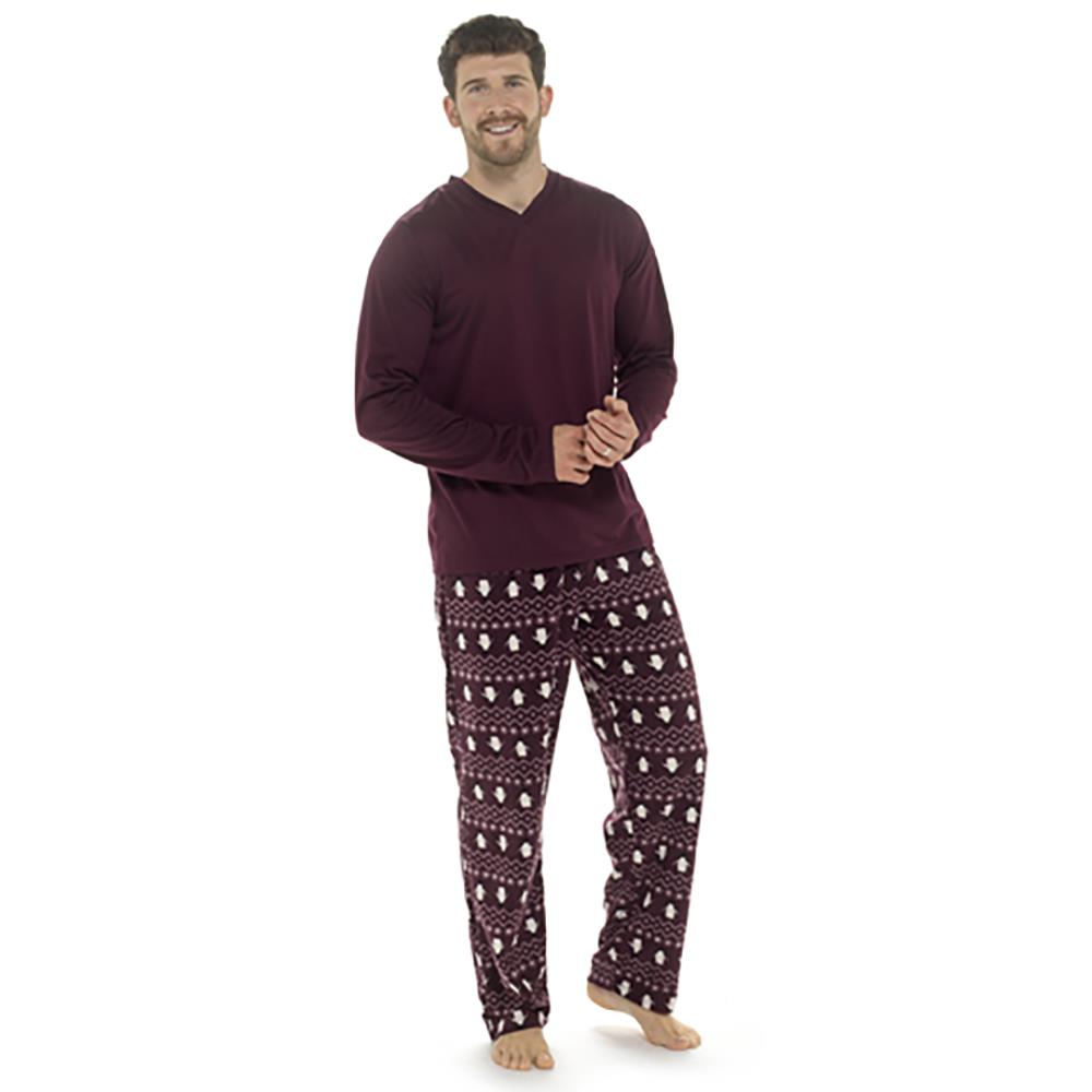 A2Z Mens Pyjama Jersey Top Fleece Bottoms Pyjama Sets 2 Piece Nightwear Top Set