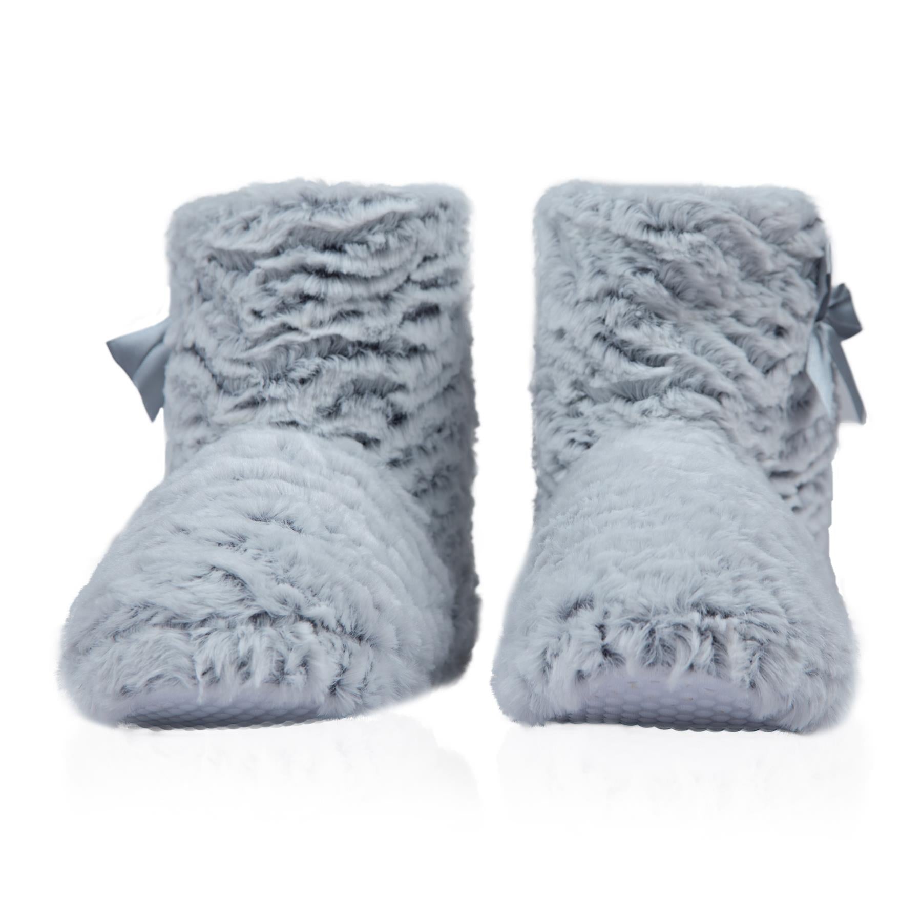 Ladies Slipper Novelty 2 Tone Bootie Plush Warm Winter Knitted Ankle Boots