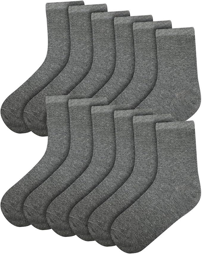 Kids Boys Girls Back to School Cotton Rich Plain Ankle School Socks Pack 6