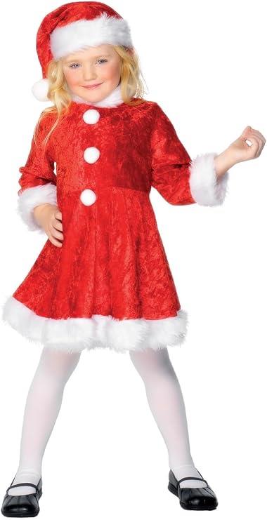 Kids Girls Cute Mini Miss Santa Claus Christmas Party Fancy Dress Plush Costume