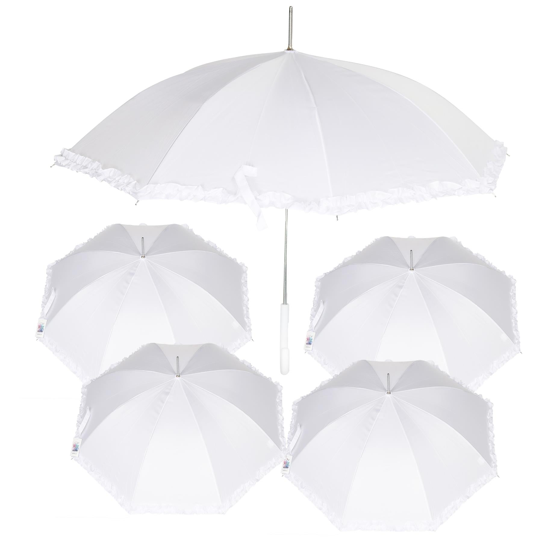 Ladies Wedding Umbrella Vintage Frill Bridal Parasol Auto Open Brolly Canopy
