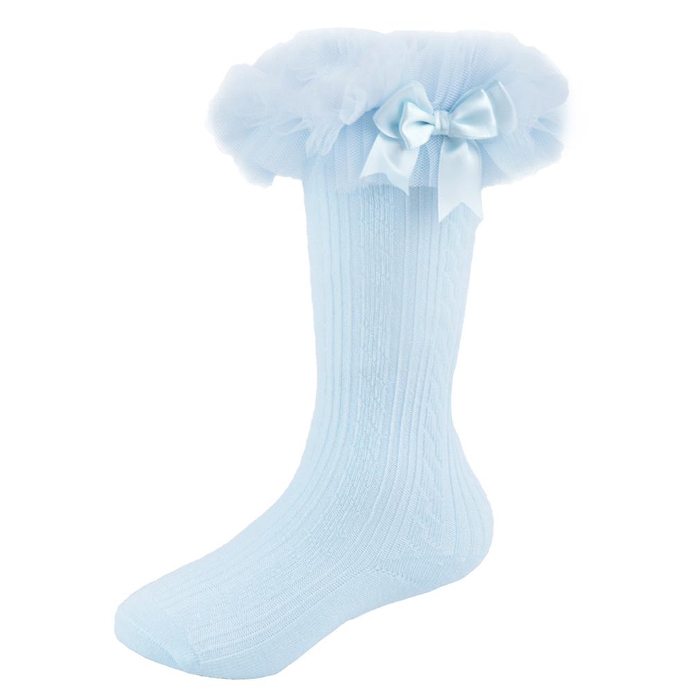 Infant Toddler Baby Girls Knee High Tutu Socks with Bow Frilly Cotton Socks