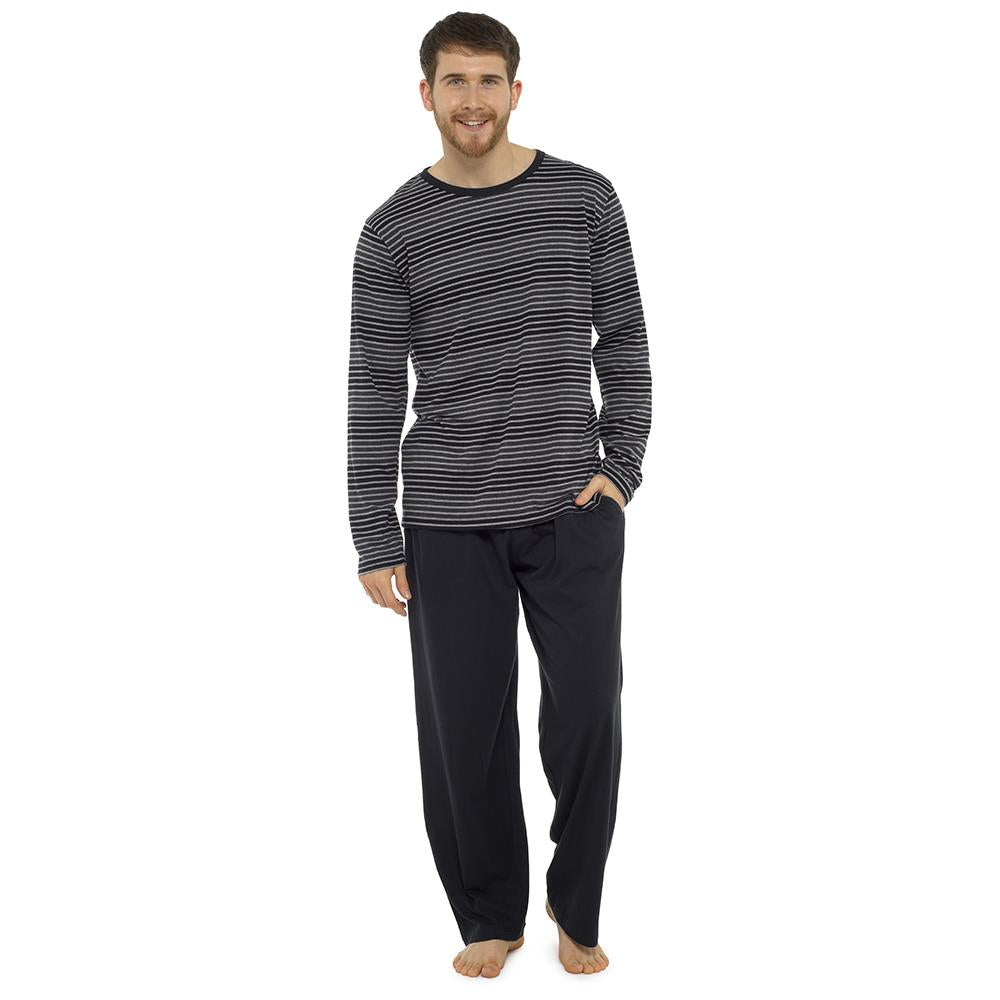 A2Z Mens Pyjama Jersey Soft Striped Long Sleeve Top Bottom Pyjamas 2 Piece Sets