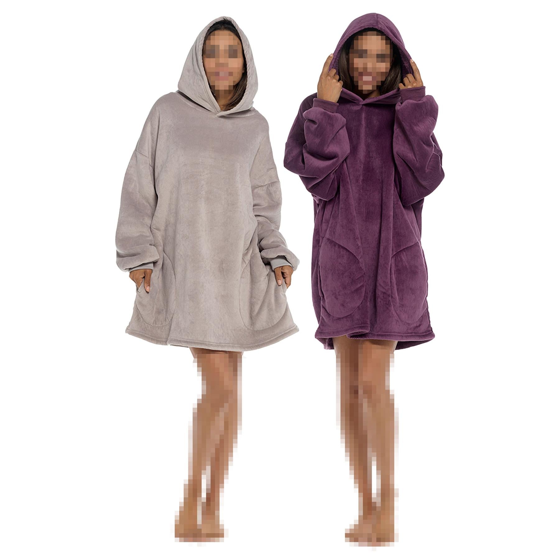 Womens Oversized Hoodie Blanket Plush Sherpa Soft Touch Flannel Fleece Snuggle