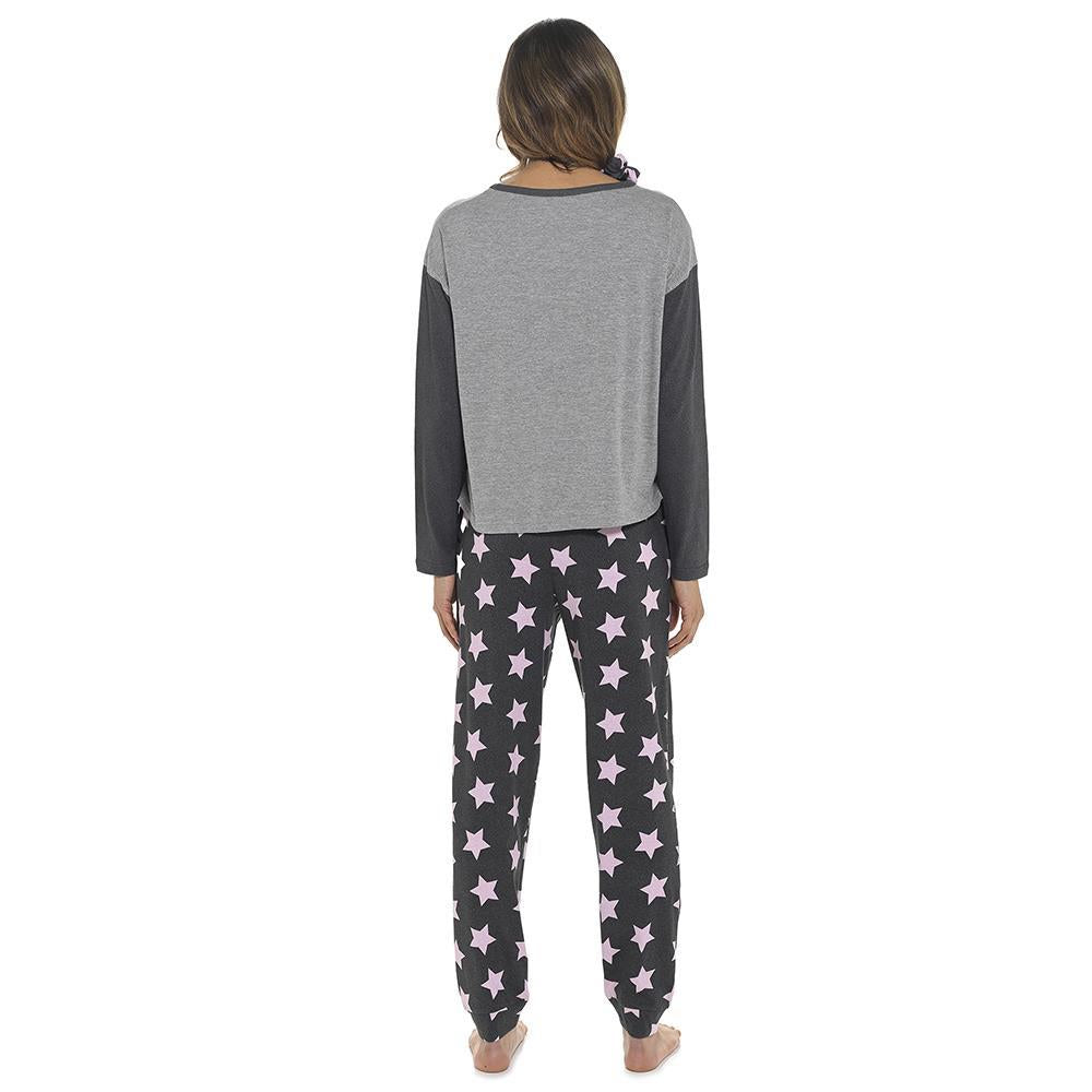 A2Z Ladies Pyjama Set Girls Varsity Star Cosy Pyjamas With Matching Scrunchie