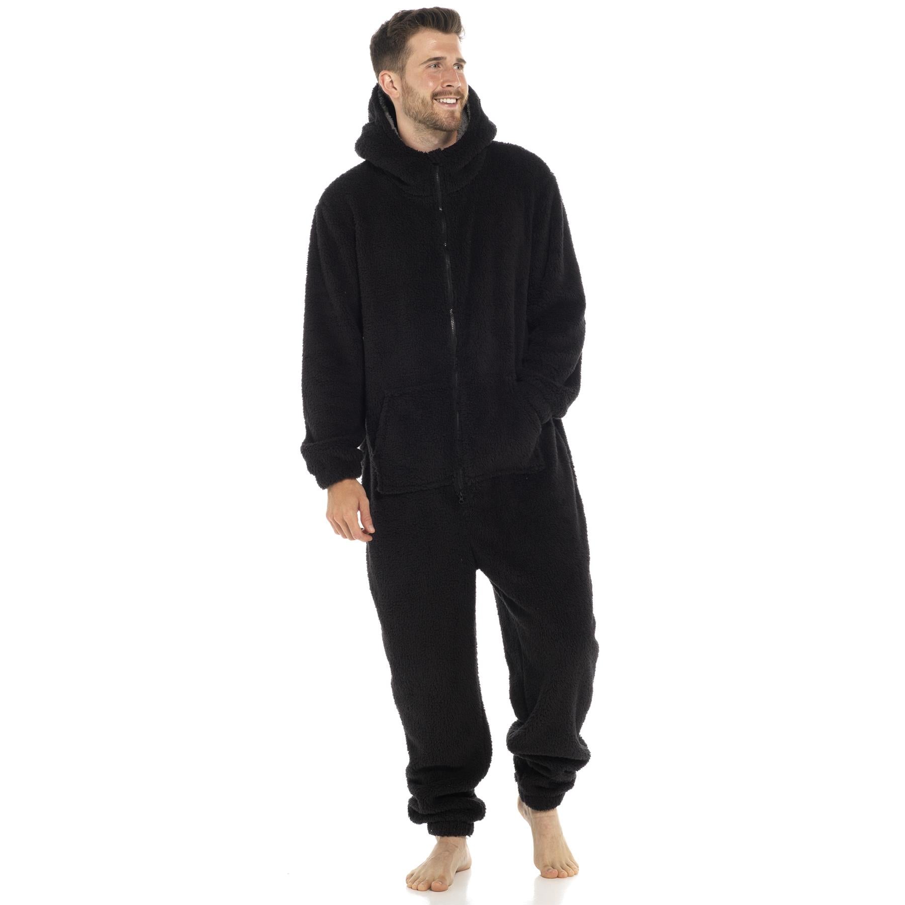 A2Z Mens Hooded Onesie One Piece Thick Snuggle Warm Fleece Soft Hooded Jumpsuit