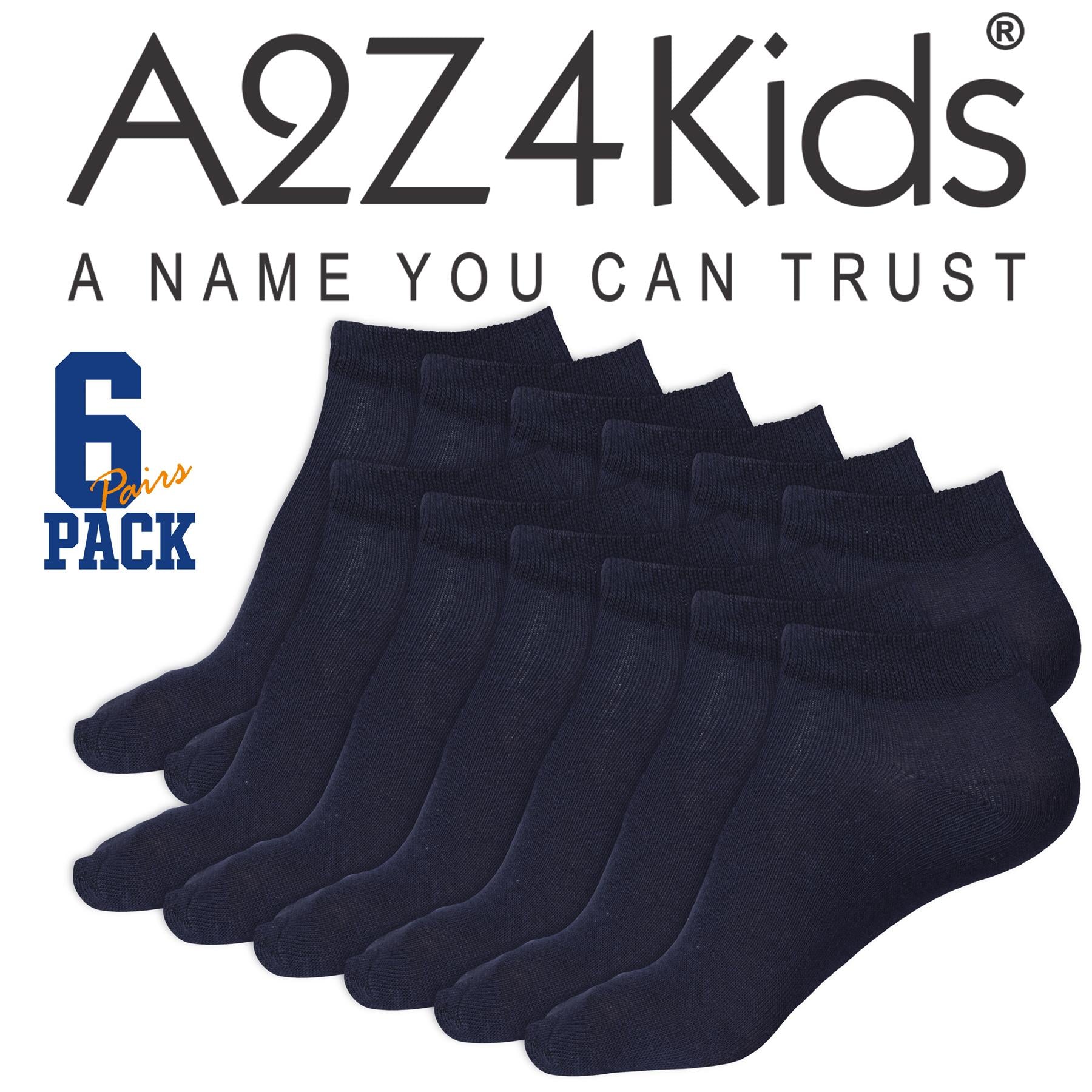 Kids 6 Pack Girls Boys Plain Trainer No Show Socks Cotton School Low Cut Socks