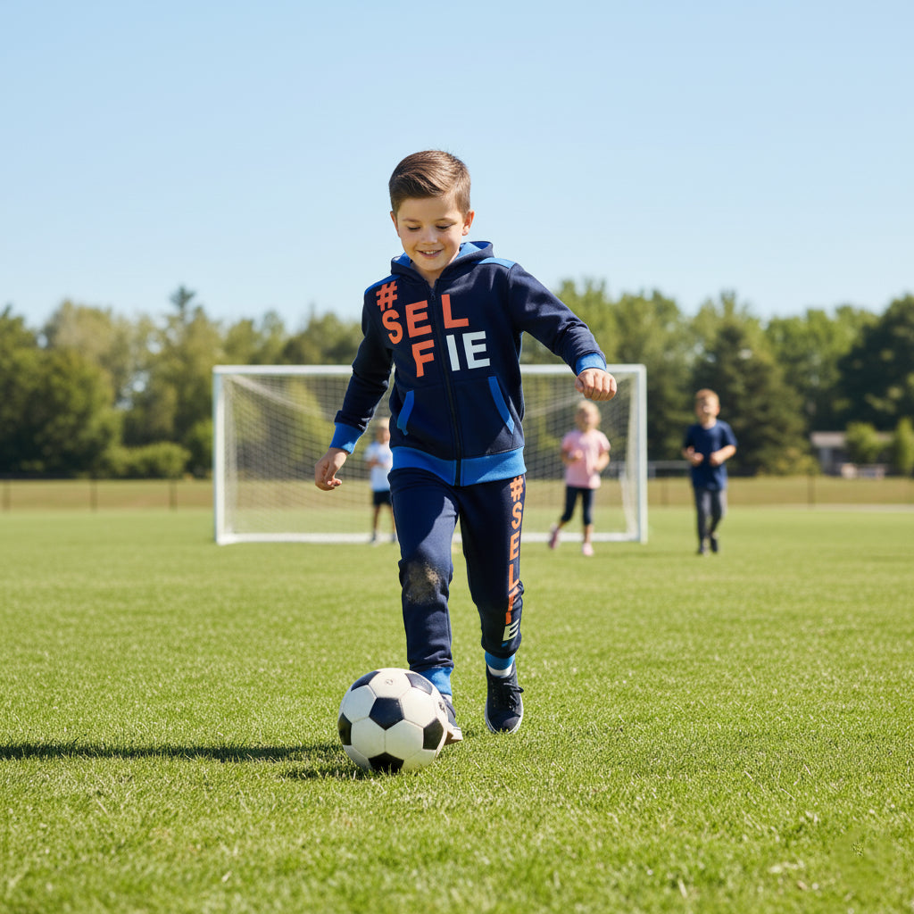 A2Z 4 Kids Girls Boys #SELFIE Tracksuit Hoodie & Joggers Outfit Set Top Bottom