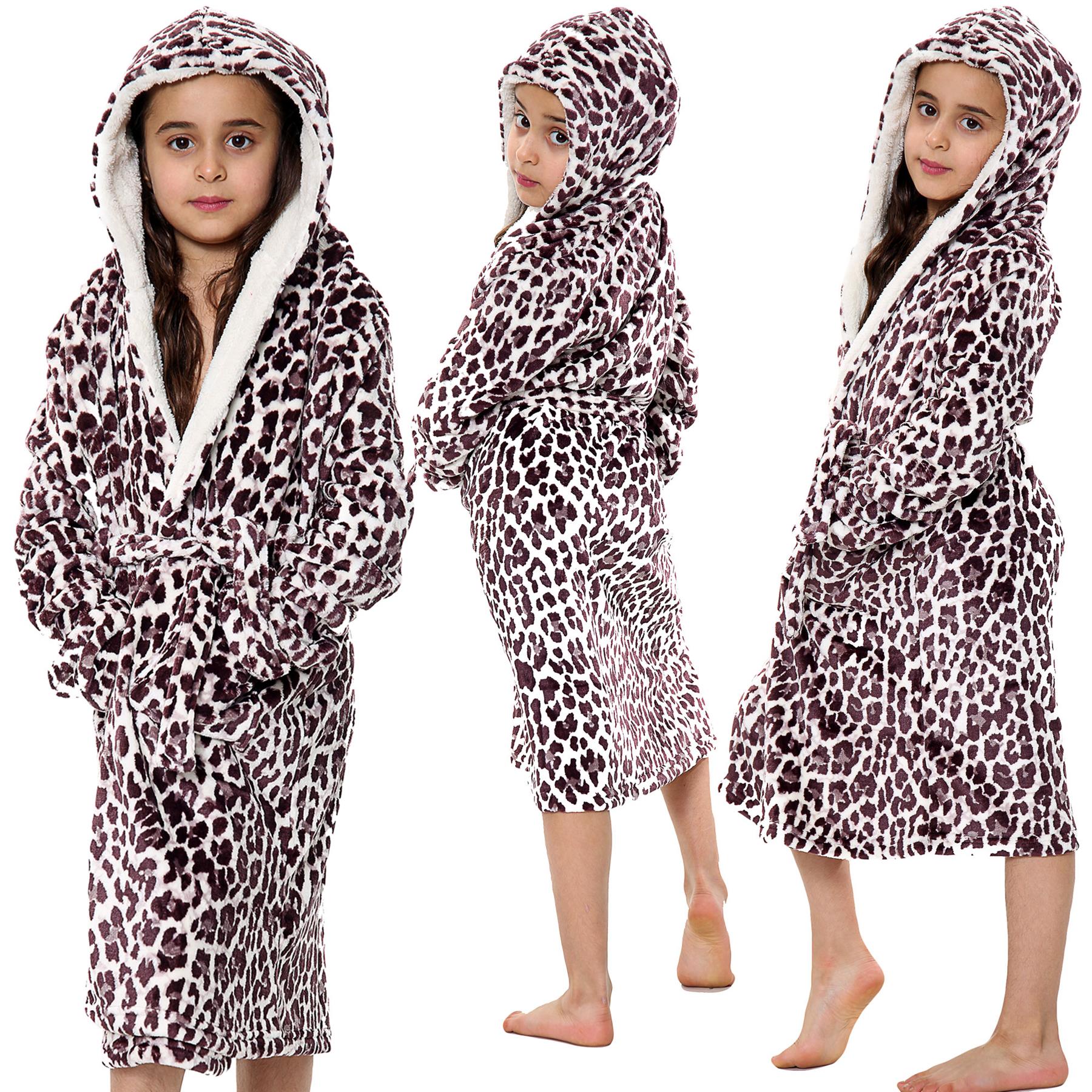 A2Z 4 Kids Soft Leopard Print Bathrobe Dressing Gown