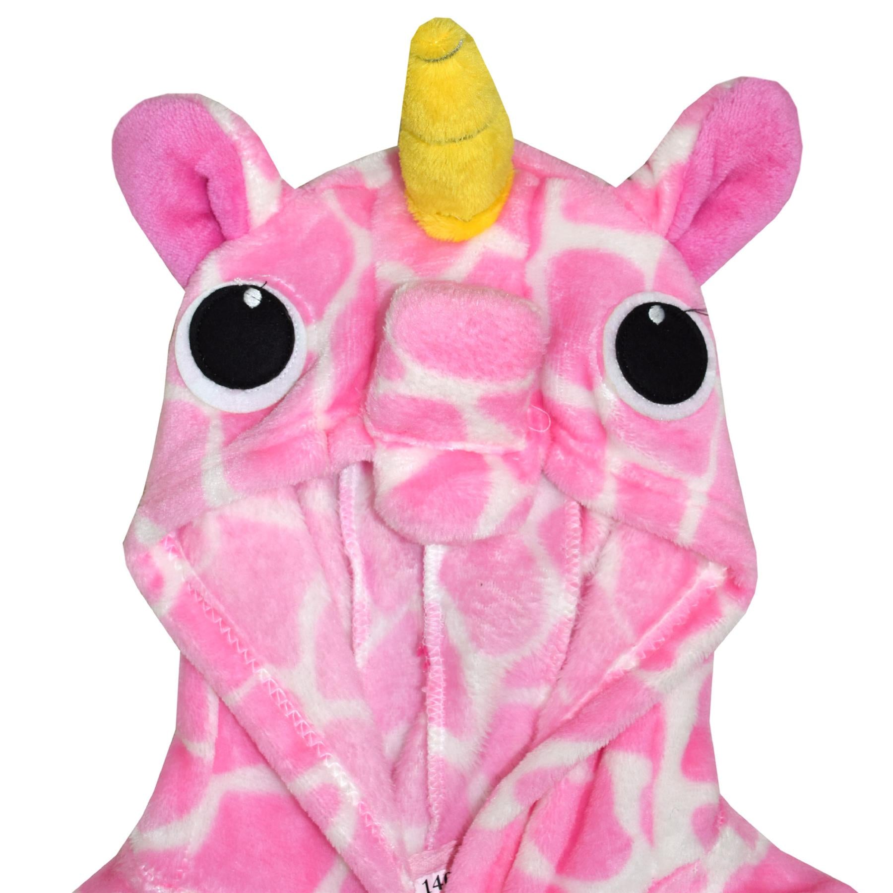 Kids Girls Boys Super Soft 3D Pink Giraffe Animal Hooded Bathrobe