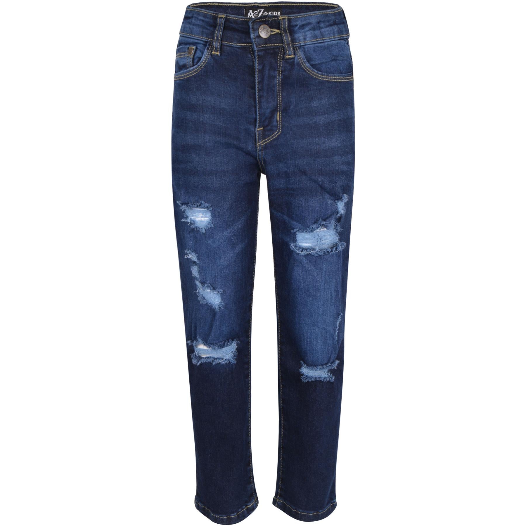 Kids Boys Relaxed Straight Fit Boot Cut Ripped Jeans