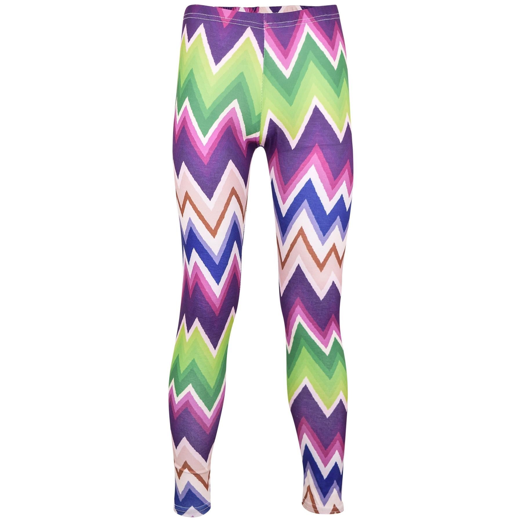 A2Z 4 Kids Girls Chevron Leggings Soft Stretchy Casual Wear Workout Trouser 7-13