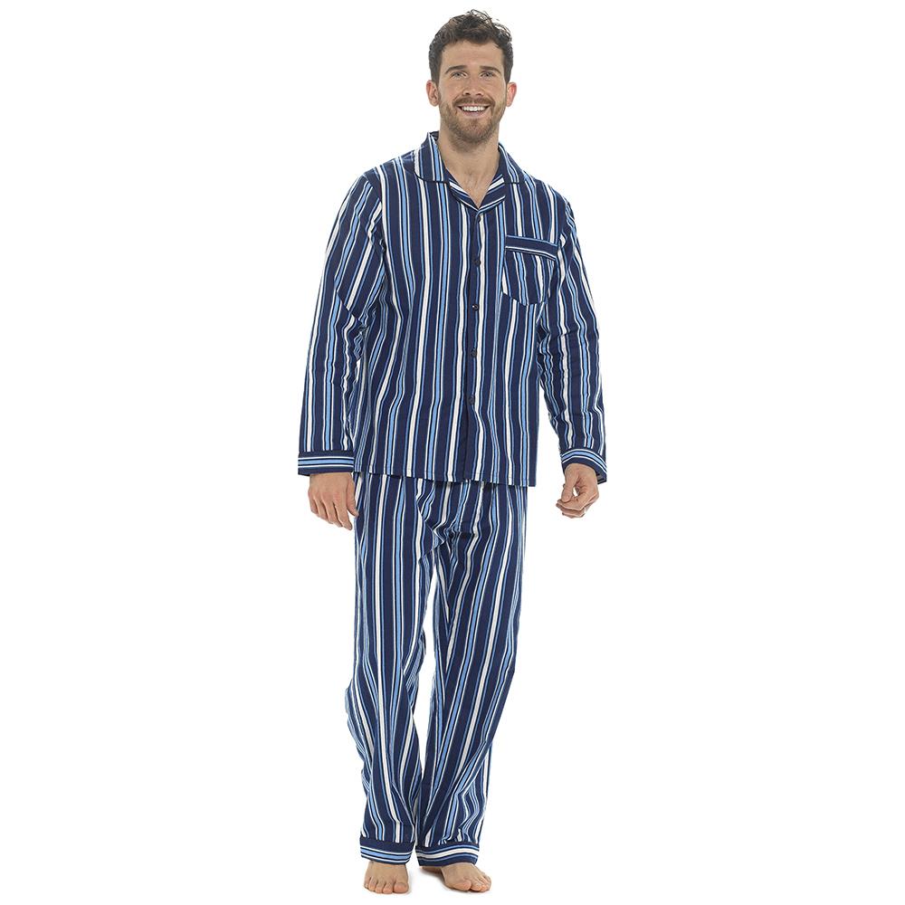 A2Z Mens Pyjama Traditional Stripe Brushed Cotton Pyjama 2 Piece Top Bottom Set