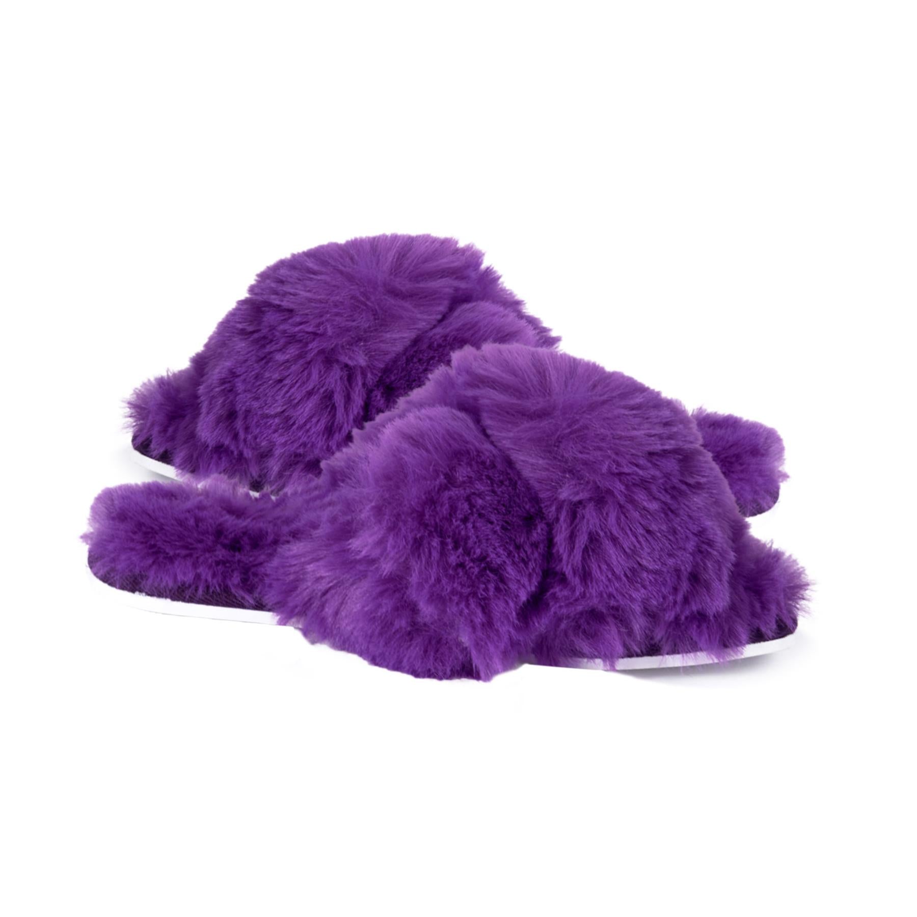 A2Z Women Crossover Mule Slippers Cozy Fur Memory Foam Fluffy Comfortable Slider