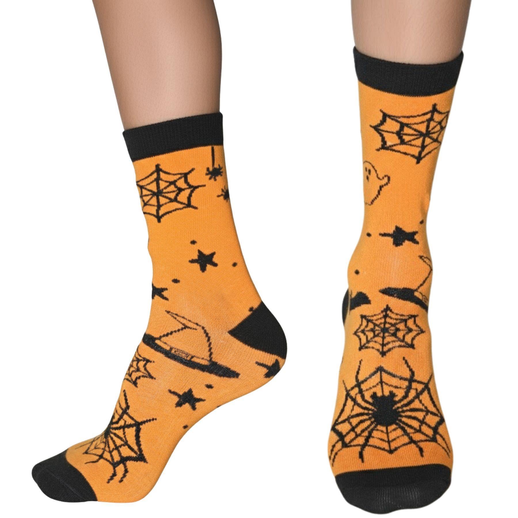 A2Z 4 Kids Girls Boys Novelty Halloween Skeleton Boo Spider Web Warm Crew Socks