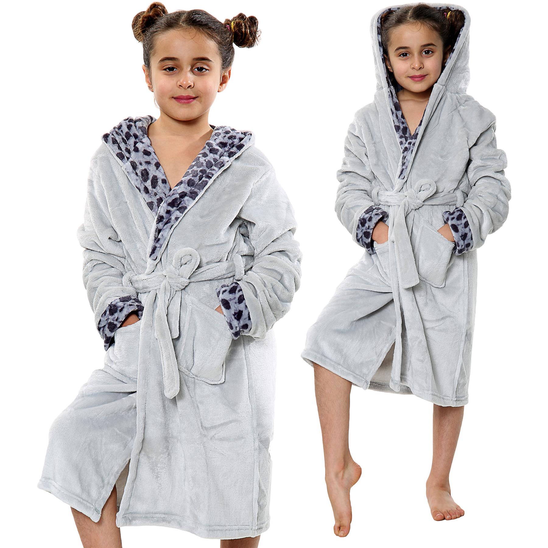 A2Z 4 Kids Soft Leopard Print Bathrobe Dressing Gown