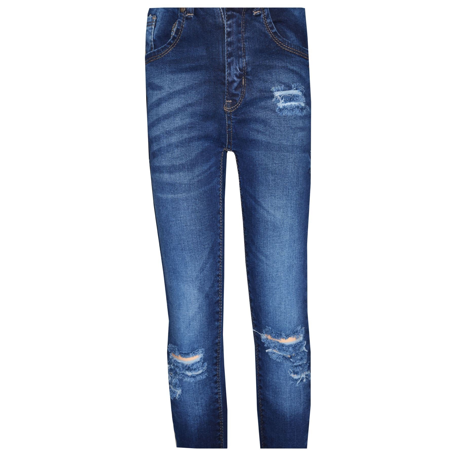 Kids Girls Stretchy Jeans Ripped Denim Pants Trousers Jeggings Age 3-14 Years