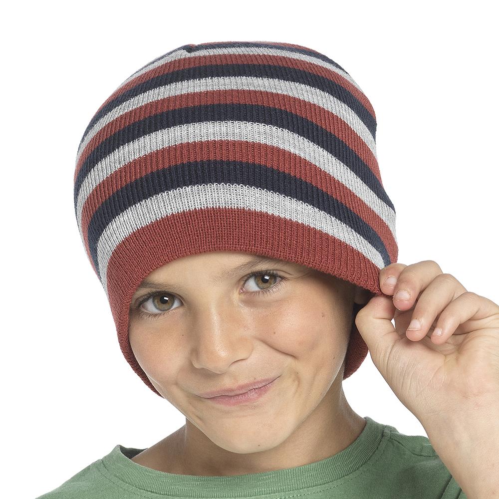 A2Z 4 Kids Boys Hat 2 Pack Striped Beanie Soft Feel Comfortable Winter Warm Hat